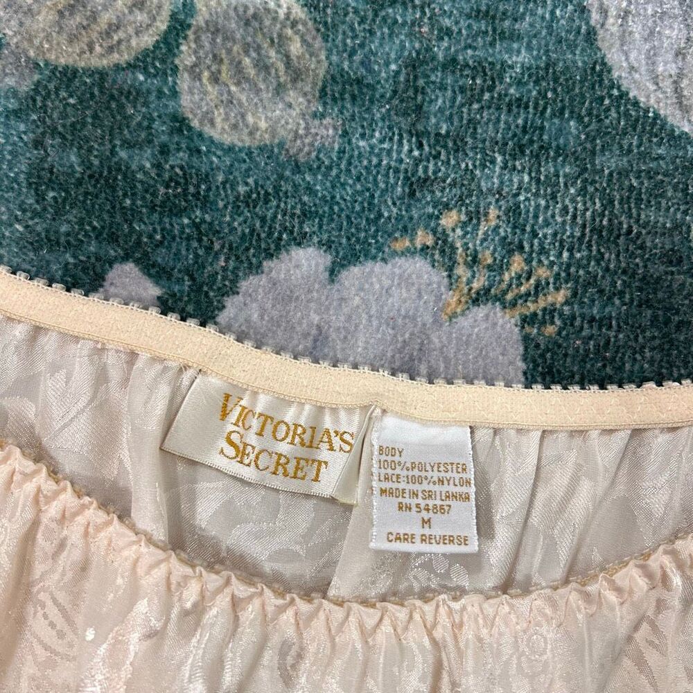 Victoria's Secret Gold Label Lingerie Pajama Set Womens Medium Cream Floral 2 Pc - Picture 2 of 16